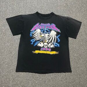 Vintage Daytona Bike Week 1996 T Shirt Black Eagle Skulls Biker 90s Tee